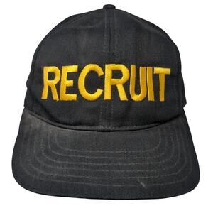 Recruit Snapback Hat Solid Black 7 5/8 Adjustable Embroidered Atlas